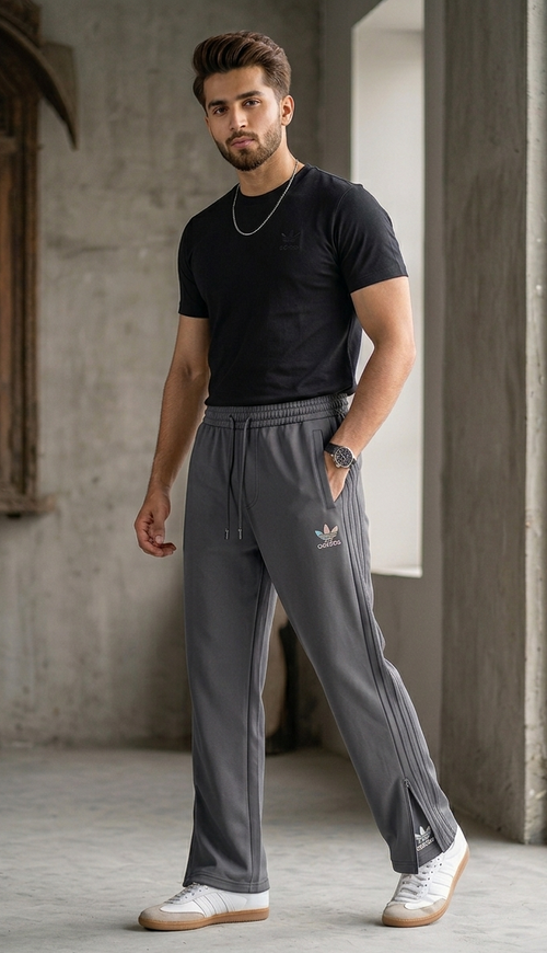 Adidas Baggy Track Pants - Carbon Grey