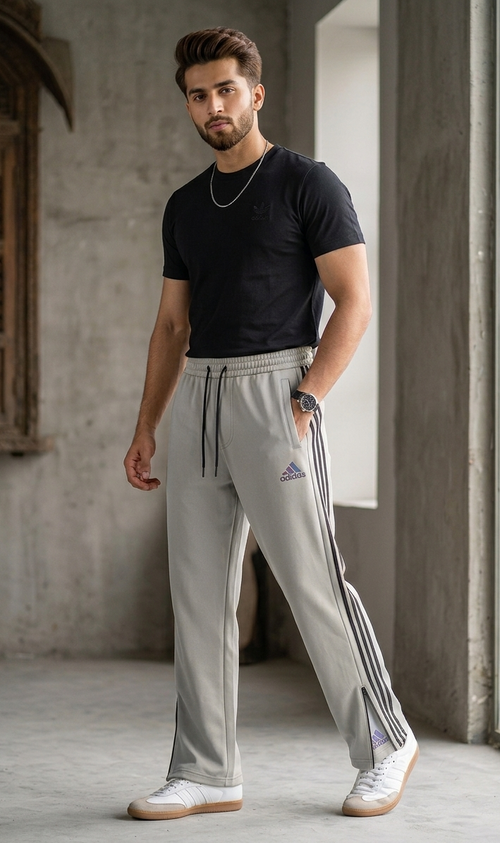 Adidas Baggy Track Pants - Light Grey