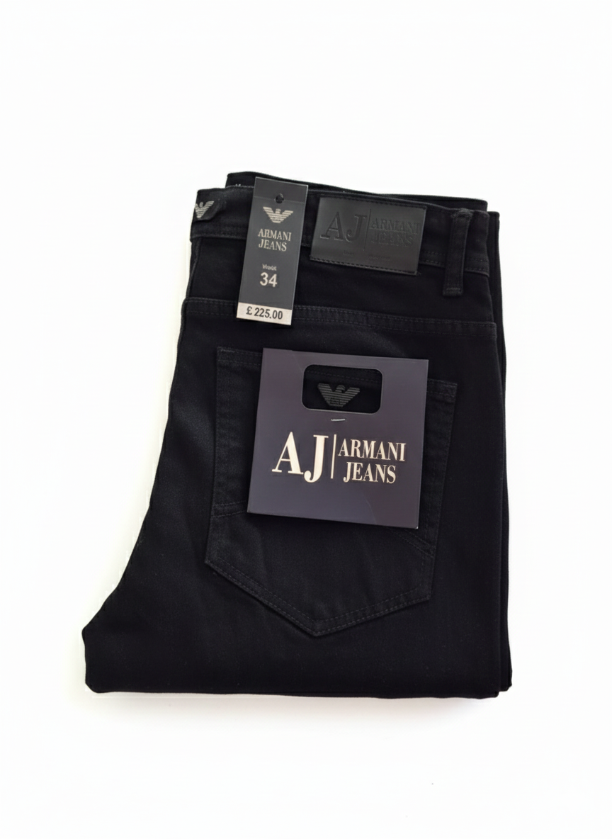 Armani Black Stretch Jeans Straight Fit