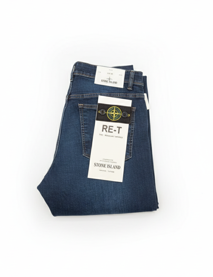 Stone Island Straight Stretch Denim Jeans Dark Blue