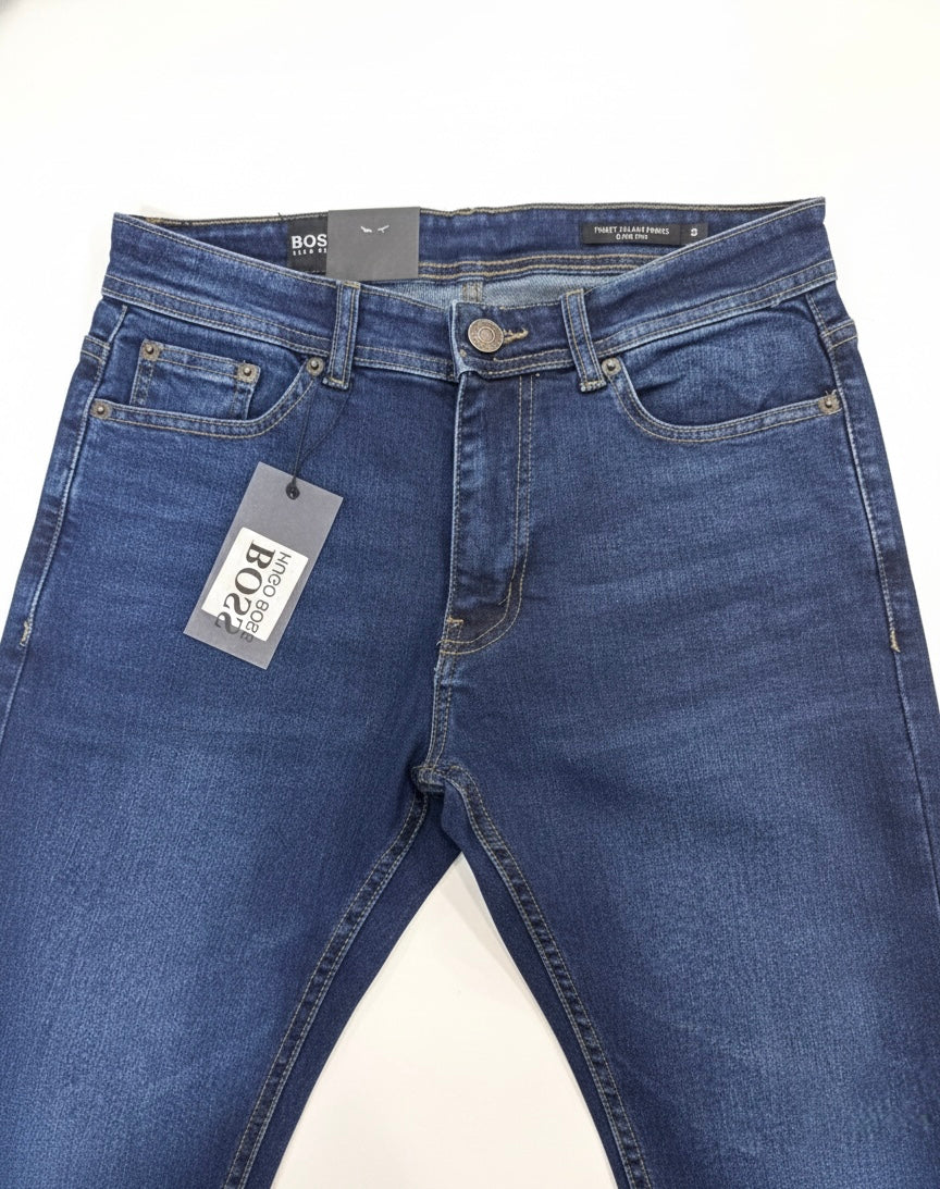 Boss Straight Stretch Denim Jeans Dark Blue