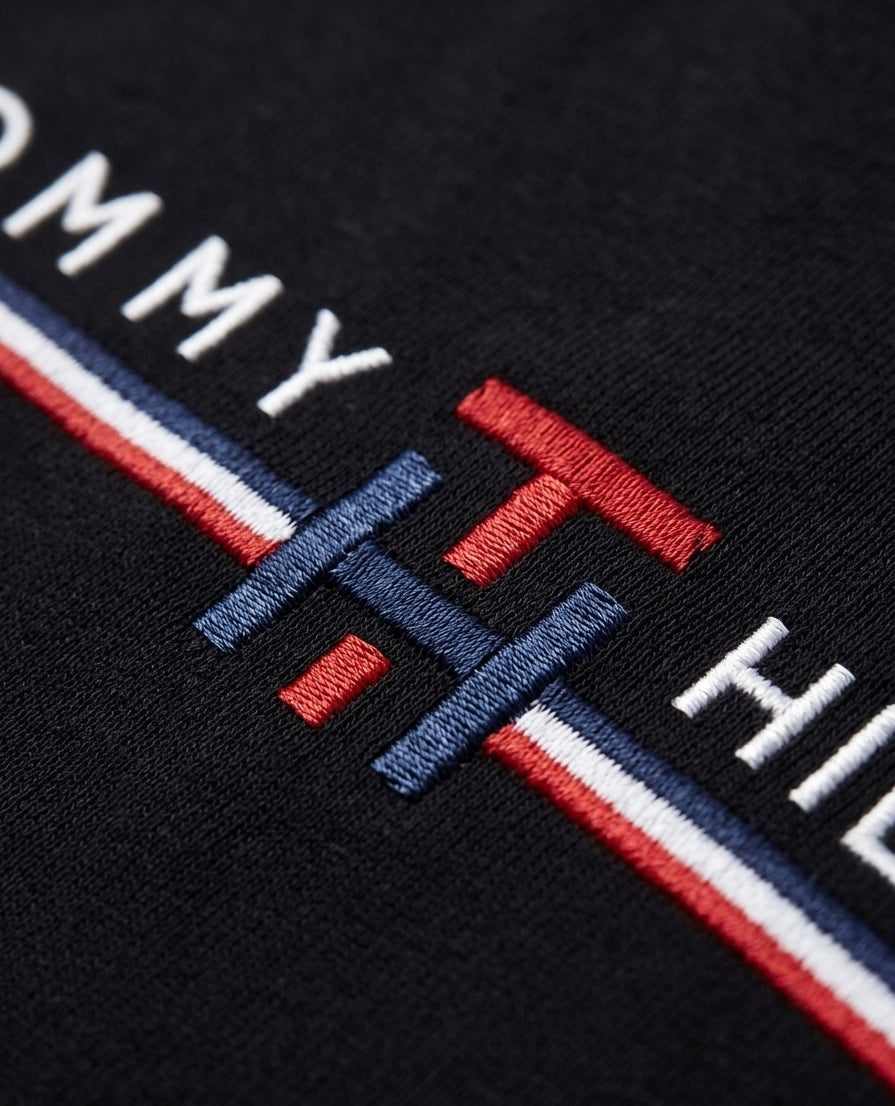 Tommy Hilfiger Embroidered Monogram Stretch T-Shirt - Black